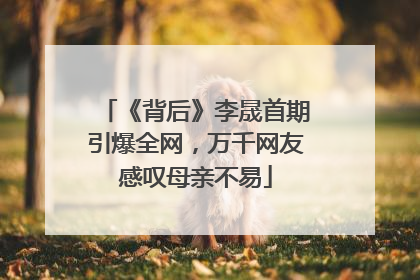 《背后》李晟首期引爆全网，万千网友感叹母亲不易