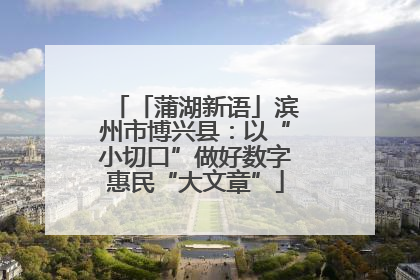 「蒲湖新语」滨州市博兴县：以“小切口”做好数字惠民“大文章”