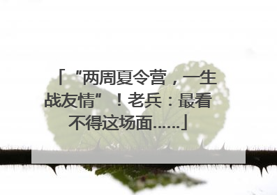 “两周夏令营，一生战友情”！老兵：最看不得这场面……