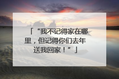 “我不记得家在哪里，但记得你们去年送我回家！”