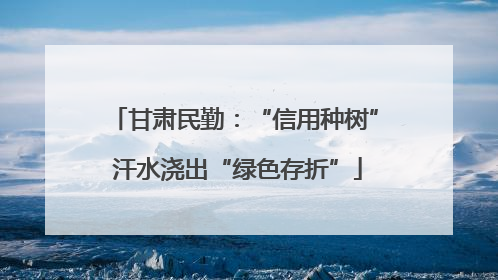 甘肃民勤：“信用种树” 汗水浇出“绿色存折”