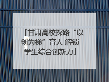 甘肃高校探路“以创为梯”育人 解锁学生综合创新力