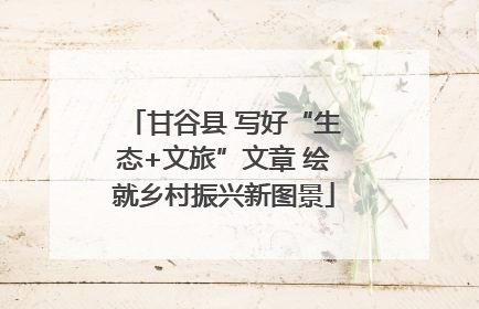 甘谷县 写好“生态+文旅”文章 绘就乡村振兴新图景