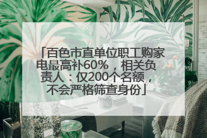 百色市直单位职工购家电最高补60％，相关负责人：仅200个名额，不会严格筛查身份
