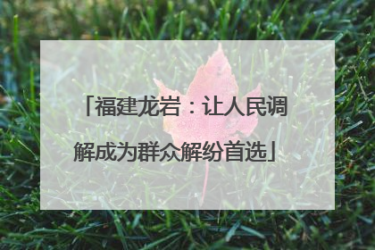 福建龙岩：让人民调解成为群众解纷首选
