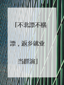 不北漂不横漂，返乡就业当群演