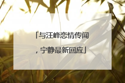 与汪峰恋情传闻，宁静最新回应