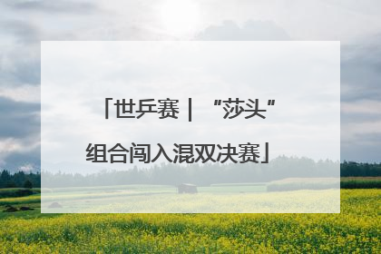 世乒赛｜“莎头”组合闯入混双决赛