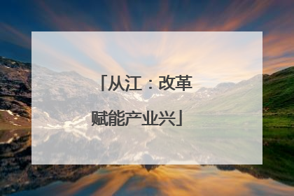 从江：改革赋能产业兴