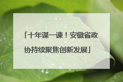 十年谋一谏！安徽省政协持续聚焦创新发展