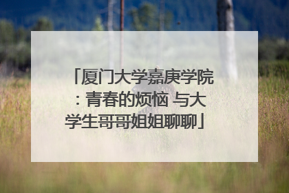厦门大学嘉庚学院：青春的烦恼 与大学生哥哥姐姐聊聊