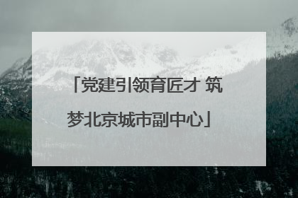 党建引领育匠才 筑梦北京城市副中心