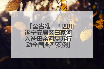 全省唯一！四川遂宁安居区白家河入选母亲河复苏行动全国典型案例