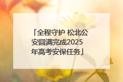 全程守护 松北公安圆满完成2025年高考安保任务