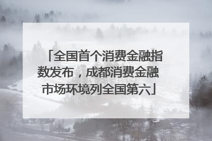 全国首个消费金融指数发布，成都消费金融市场环境列全国第六