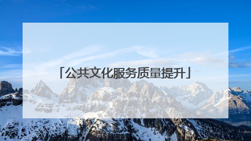 公共文化服务质量提升