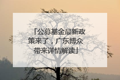 公募基金最新政策来了，广东博众带来详情解读