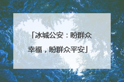 冰城公安：盼群众幸福，盼群众平安