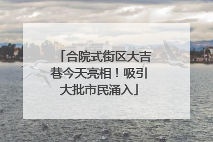 合院式街区大吉巷今天亮相！吸引大批市民涌入