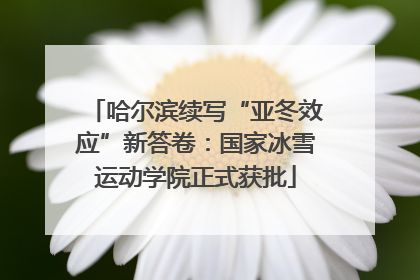 哈尔滨续写“亚冬效应”新答卷：国家冰雪运动学院正式获批