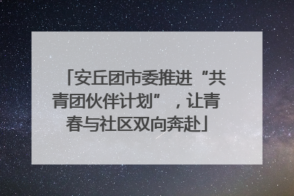 安丘团市委推进“共青团伙伴计划”，让青春与社区双向奔赴