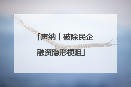 声纳丨破除民企融资隐形梗阻