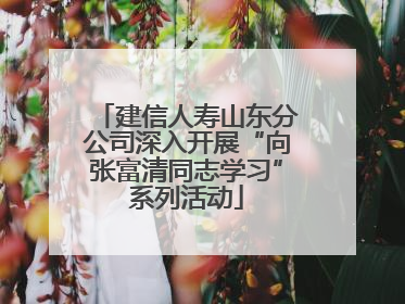 建信人寿山东分公司深入开展“向张富清同志学习”系列活动