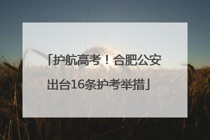 护航高考！合肥公安出台16条护考举措