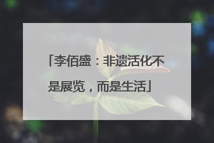 李佰盛：非遗活化不是展览，而是生活