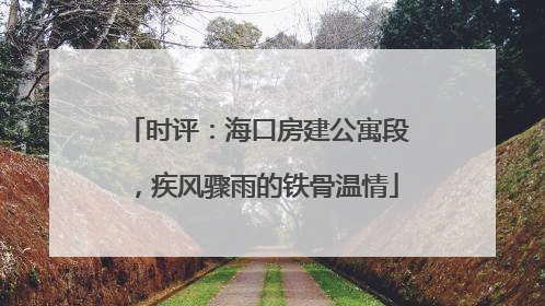 时评：海口房建公寓段，疾风骤雨的铁骨温情