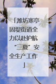 潍坊寒亭固堤街道全力以赴护航“三夏”安全生产工作