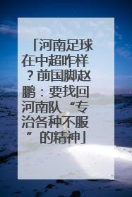 河南足球在中超咋样？前国脚赵鹏：要找回河南队“专治各种不服”的精神