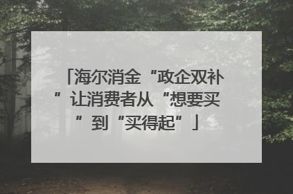 海尔消金“政企双补”让消费者从“想要买”到“买得起”
