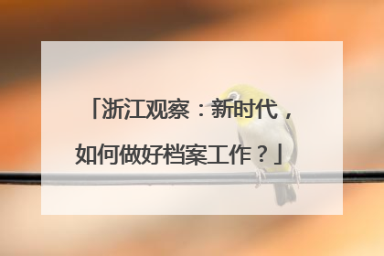 浙江观察：新时代，如何做好档案工作？