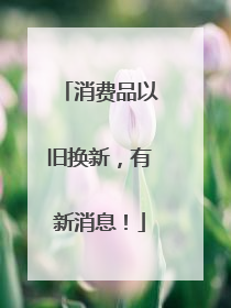 消费品以旧换新，有新消息！