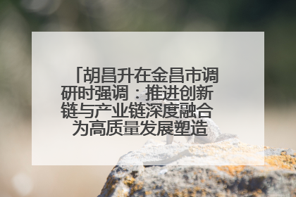 胡昌升在金昌市调研时强调：推进创新链与产业链深度融合 为高质量发展塑造新动能新优势
