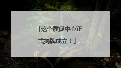 这个质促中心正式揭牌成立！