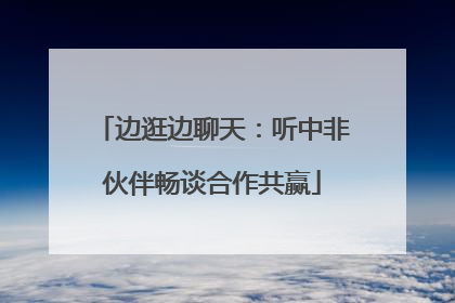 边逛边聊天：听中非伙伴畅谈合作共赢