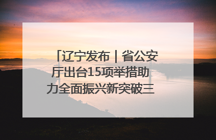 辽宁发布｜省公安厅出台15项举措助力全面振兴新突破三年行动决胜之战