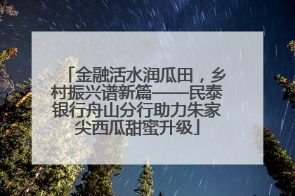 金融活水润瓜田，乡村振兴谱新篇——民泰银行舟山分行助力朱家尖西瓜甜蜜升级