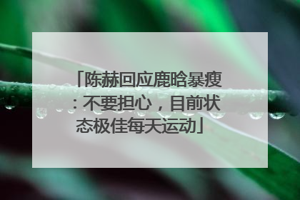 陈赫回应鹿晗暴瘦：不要担心，目前状态极佳每天运动