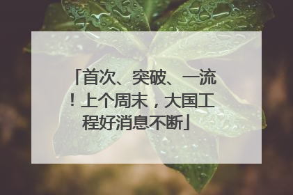 首次、突破、一流！上个周末，大国工程好消息不断