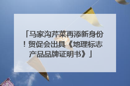 马家沟芹菜再添新身份！贸促会出具《地理标志产品品牌证明书》