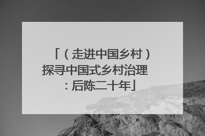 （走进中国乡村）探寻中国式乡村治理：后陈二十年