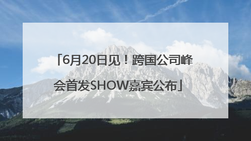 6月20日见！跨国公司峰会首发SHOW嘉宾公布